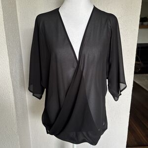 Nordstrom’s WAYF Made In The USA Black Sheer 3/4 Sleeve Top Size Small